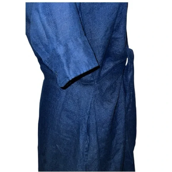 Ralph Lauren Tie-front Linen Shirtdress with pockets in navy - Picture 7 of 14